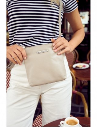 Torebka damska skórzana listonoszka mała premium slim klasyczna beżowa Beltimore L51 - zdjęcie 3