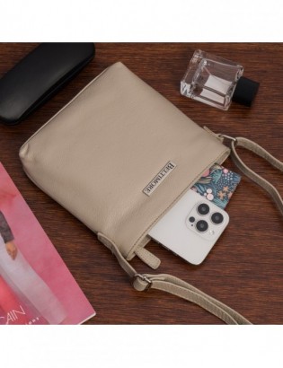 Torebka damska skórzana listonoszka mała premium slim klasyczna beżowa Beltimore L51 - zdjęcie 4