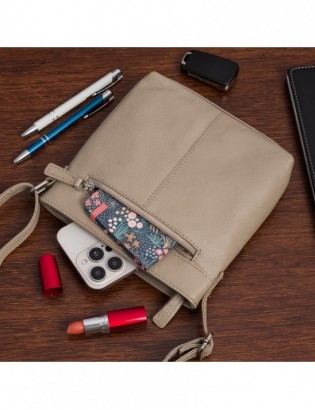 Torebka damska skórzana listonoszka mała premium slim klasyczna beżowa Beltimore L51 - zdjęcie 5