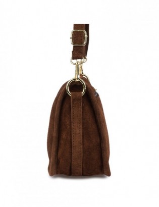 Listonoszka damska skórzana włoska zamszowa kuferek Beltimore B64 ciemny brąz - zdjęcie 4