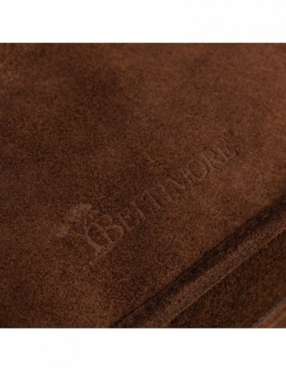 Listonoszka damska skórzana włoska zamszowa kuferek Beltimore B64 ciemny brąz - zdjęcie 6