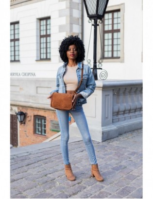 Listonoszka damska skórzana włoska zamszowa kuferek Beltimore B64 ciemny brąz - zdjęcie 11