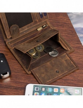 Portfel skórzany męski brązowy nubuk skóra motor RFiD Beltimore R90 - zdjęcie 10