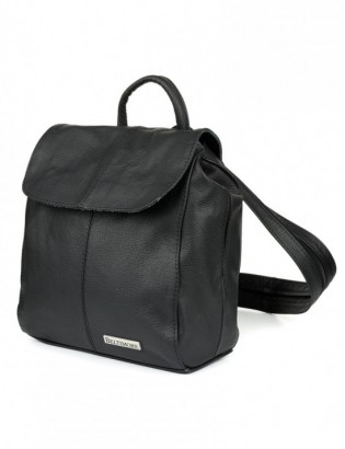 Czarny Beltimore plecak skórzany damski z klapą solidny S41 - zdjęcie 1