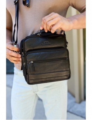 Czarna Beltimore Torba męska Skórzana listonoszka dwukomorowa Q67 - zdjęcie 3