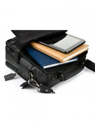 Czarna Beltimore Torba męska Skórzana listonoszka dwukomorowa Q67 - zdjęcie 7