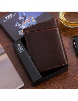 Portfel skórzany męski pionowy klasyczny brązowy RFiD Beltimore D32 - zdjęcie 4