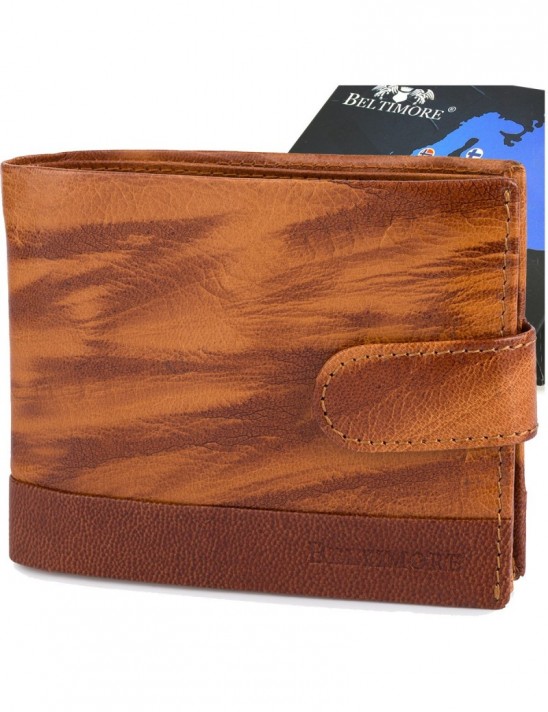 Portfel skórzany męski poziomy klasyczny brązowy RFiD Beltimore D33
