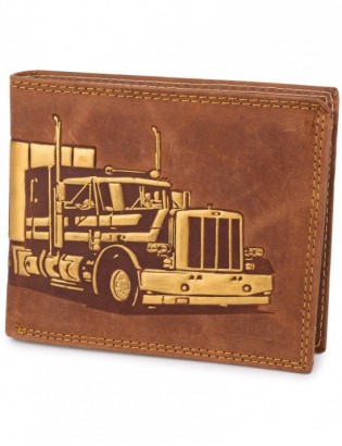 Portfel skórzany męski brązowy nubuk poziomy skóra ciężarówka RFiD Beltimore R98 - zdjęcie 8