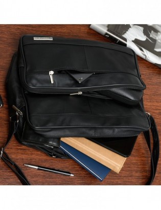 CZARNA DUŻA MĘSKA SKÓRZANA TORBA LISTONOSZKA SKÓRA POLSKA Beltimore F70 - zdjęcie 3