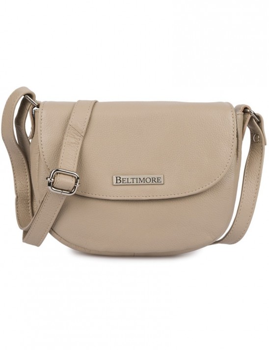 Torebka damska skórzana listonoszka mała premium slim klasyczna beżowa Beltimore L57