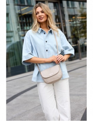 Torebka damska skórzana listonoszka mała premium slim klasyczna beżowa Beltimore L57 - zdjęcie 3