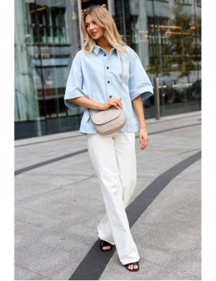 Torebka damska skórzana listonoszka mała premium slim klasyczna beżowa Beltimore L57 - zdjęcie 4