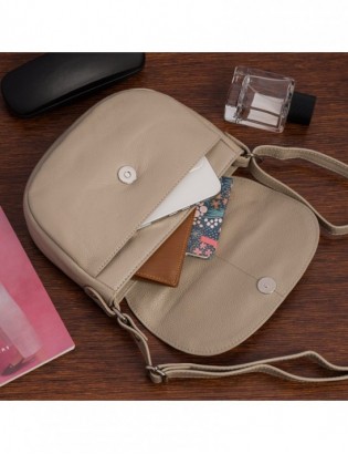 Torebka damska skórzana listonoszka mała premium slim klasyczna beżowa Beltimore L57 - zdjęcie 5