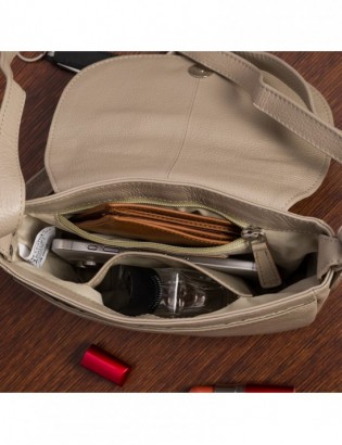 Torebka damska skórzana listonoszka mała premium slim klasyczna beżowa Beltimore L57 - zdjęcie 7