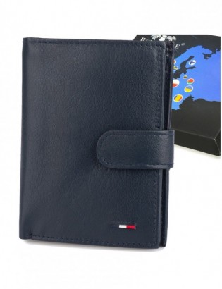 Męski portfel skórzany klasyczny granatowy pionowy Beltimore D49 - zdjęcie 1