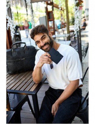 Męski portfel skórzany klasyczny granatowy pionowy Beltimore D49 - zdjęcie 3