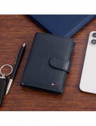 Męski portfel skórzany klasyczny granatowy pionowy Beltimore D49 - zdjęcie 7
