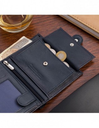 Męski portfel skórzany klasyczny granatowy pionowy Beltimore D49 - zdjęcie 9