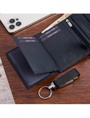 Męski portfel skórzany klasyczny granatowy pionowy Beltimore D49 - zdjęcie 10