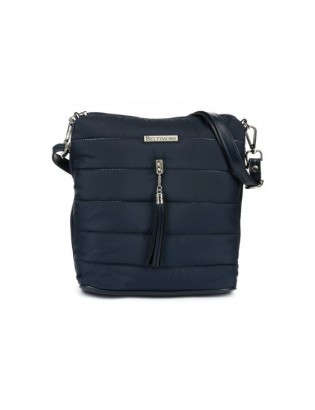 Granatowa Damska Torebka pikowana solidna oryginalna frędzel W91 - zdjęcie 1