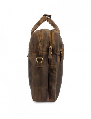 Duża solidna skórzana torba Beltimore na laptopa dokumenty brązowa nubuk M87 - zdjęcie 9