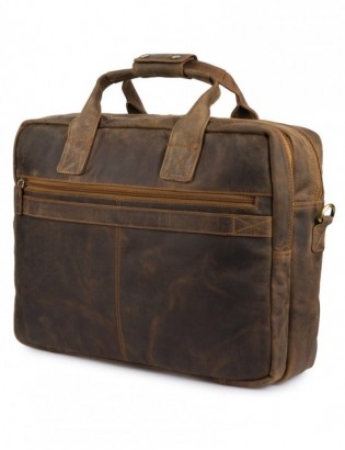 Duża solidna skórzana torba Beltimore na laptopa dokumenty brązowa nubuk M87 - zdjęcie 10