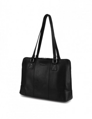 Torebka skórzana damska klasyczna duża A4 na ramię laptopa 13" Beltimore czarna N35 - zdjęcie 1