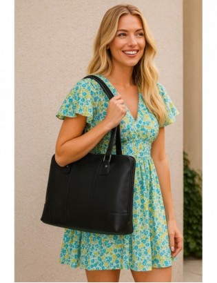 Torebka skórzana damska klasyczna duża A4 na ramię laptopa 13" Beltimore czarna N35 - zdjęcie 2