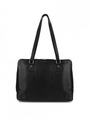 Torebka skórzana damska klasyczna duża A4 na ramię laptopa 13" Beltimore czarna N35 - zdjęcie 5