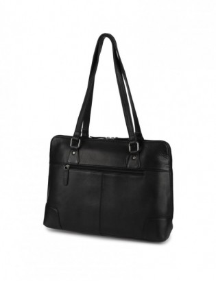 Torebka skórzana damska klasyczna duża A4 na ramię laptopa 13" Beltimore czarna N35 - zdjęcie 6