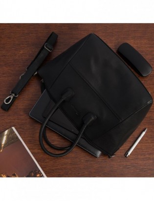 Torebka skórzana damska klasyczna duża A4 na ramię Beltimore czarna N34 - zdjęcie 3