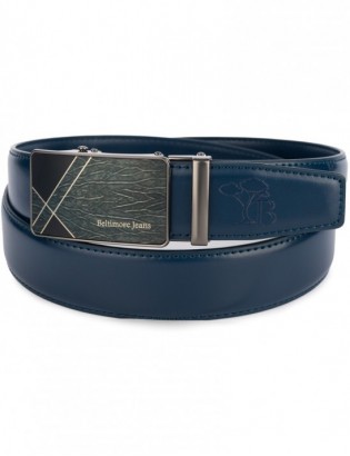 Pasek męski skórzany klamra automatyczna granatowy Beltimore A46 - zdjęcie 7