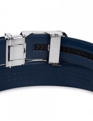 Pasek męski skórzany klamra automatyczna granatowy Beltimore A48 - zdjęcie 7
