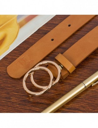 Skórzany pasek damski do spodni sukienki koła klasyczny camel Beltimore B09 - zdjęcie 3