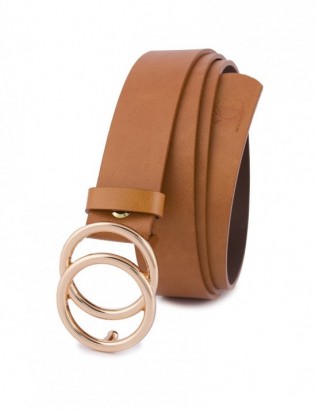 Skórzany pasek damski do spodni sukienki koła klasyczny camel Beltimore B09 - zdjęcie 4