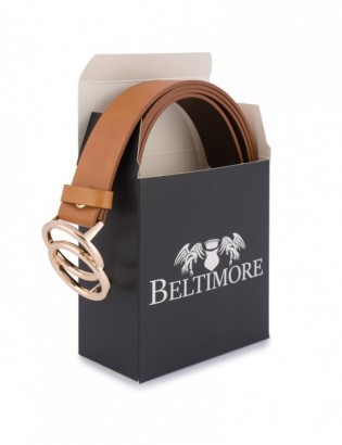 Skórzany pasek damski do spodni sukienki koła klasyczny camel Beltimore B09 - zdjęcie 7