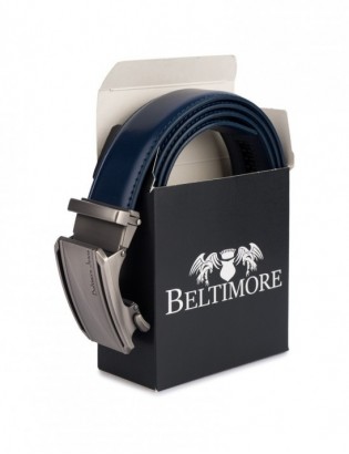 Pasek męski skórzany klamra automatyczna granatowy Beltimore A51 - zdjęcie 5