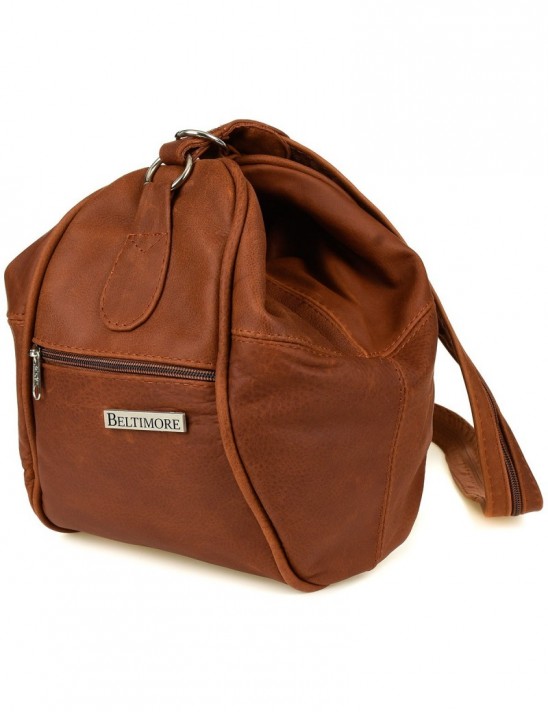 Koniakowy Plecak damski skórzany torebka 2w1 Beltimore 019