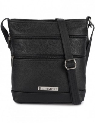 Torebka damska skórzana listonoszka elegancka mała czarna Beltimore L48 - zdjęcie 1