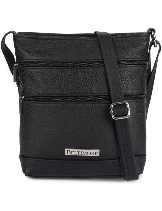 Torebka damska skórzana listonoszka elegancka mała czarna Beltimore L48