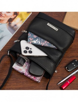 Torebka damska skórzana listonoszka elegancka mała czarna Beltimore L48 - zdjęcie 2