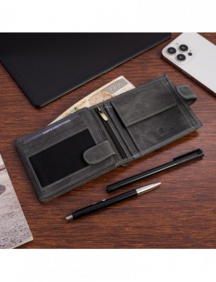 Portfel skórzany męski vintage poziomy klasyczny czarny RFiD Beltimore S50 - zdjęcie 6