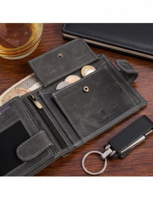 Portfel skórzany męski vintage poziomy klasyczny czarny RFiD Beltimore S50 - zdjęcie 8