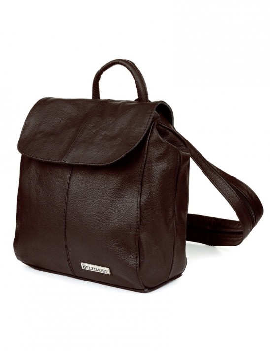 Brązowy plecak skórzany damski POLSKI B5 z klapą S41