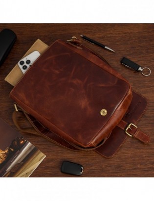 Torba męska skórzana na ramię zgrabna elegancka A4 Beltimore brązowa N23 - zdjęcie 2