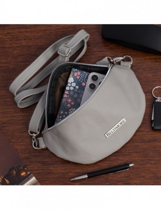 Nerka saszetka skórzana damska skórzana Beltimore jasno szara F44 - zdjęcie 2