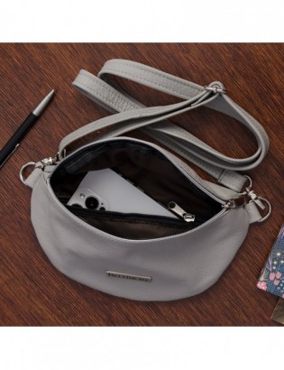 Nerka saszetka skórzana damska skórzana Beltimore jasno szara F44 - zdjęcie 5