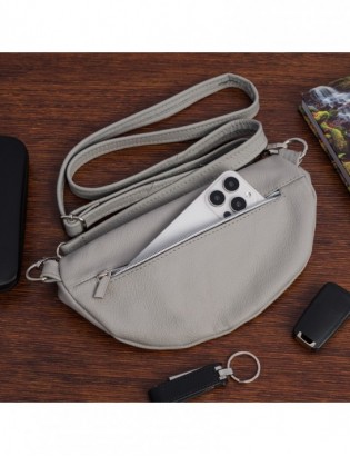 Nerka saszetka skórzana damska skórzana Beltimore jasno szara F44 - zdjęcie 6