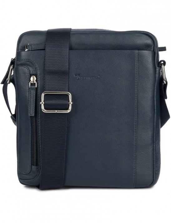 Torba męska skórzana na ramię zgrabna elegancka Beltimore granatowa N37